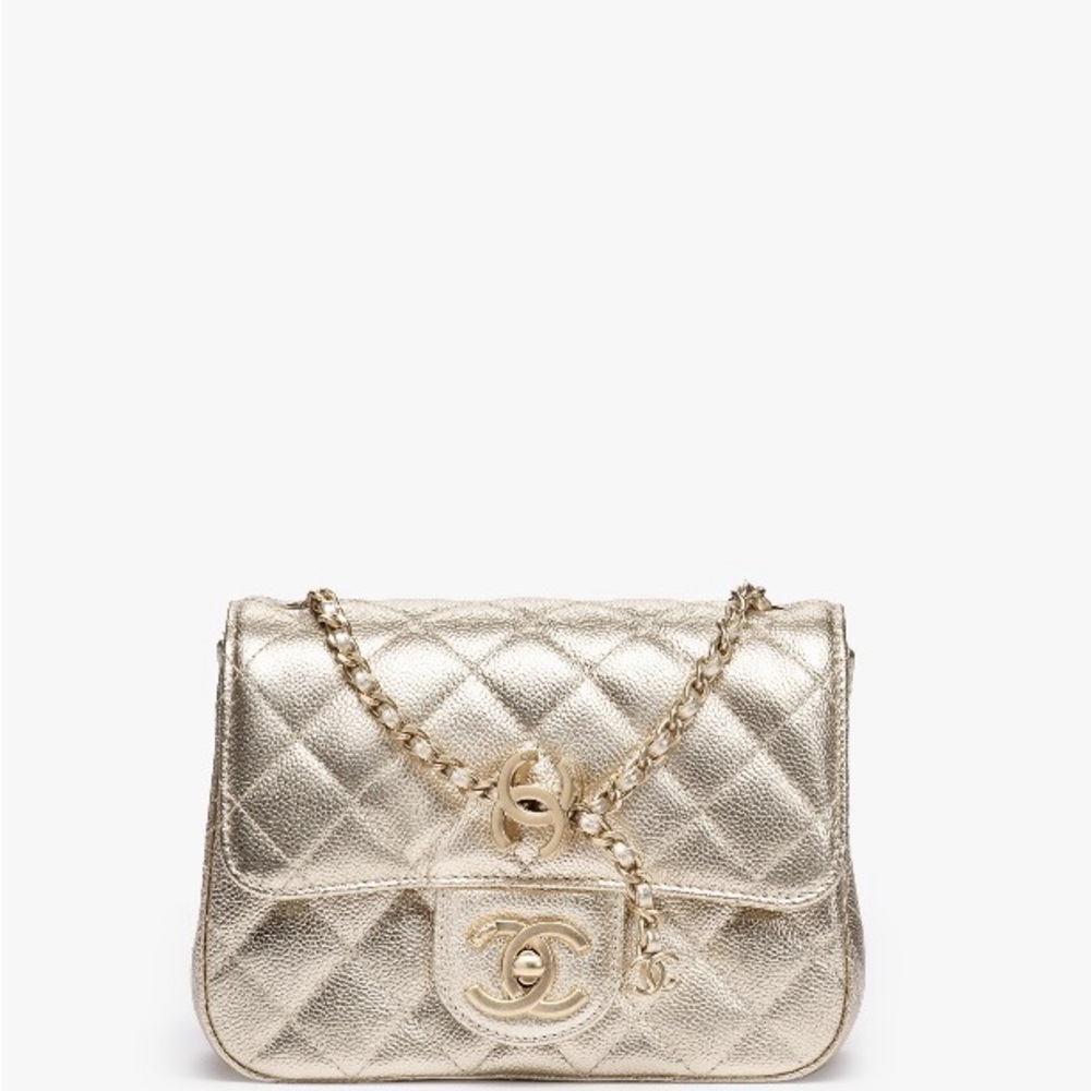 Chanel Metallic Gold Quilted Shoulder Bag
